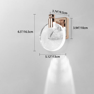 Aplique de pared LED de cristal de aluminio con base cuadrada redonda minimalista moderna para dormitorio 