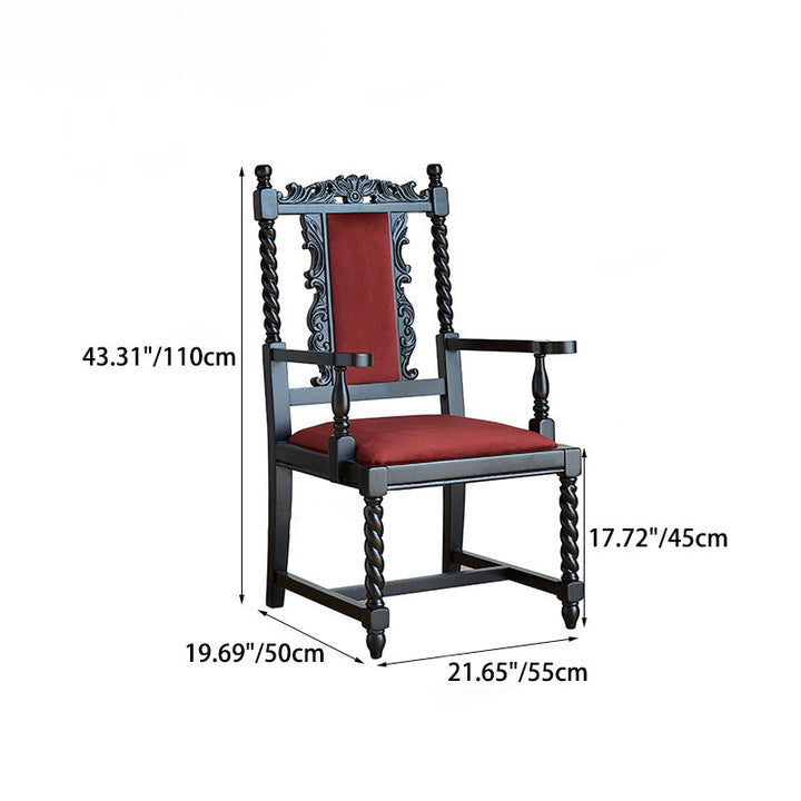 Chaise de salle à manger avec dossier carré en bois traditionnel vintage à cadre incurvé 