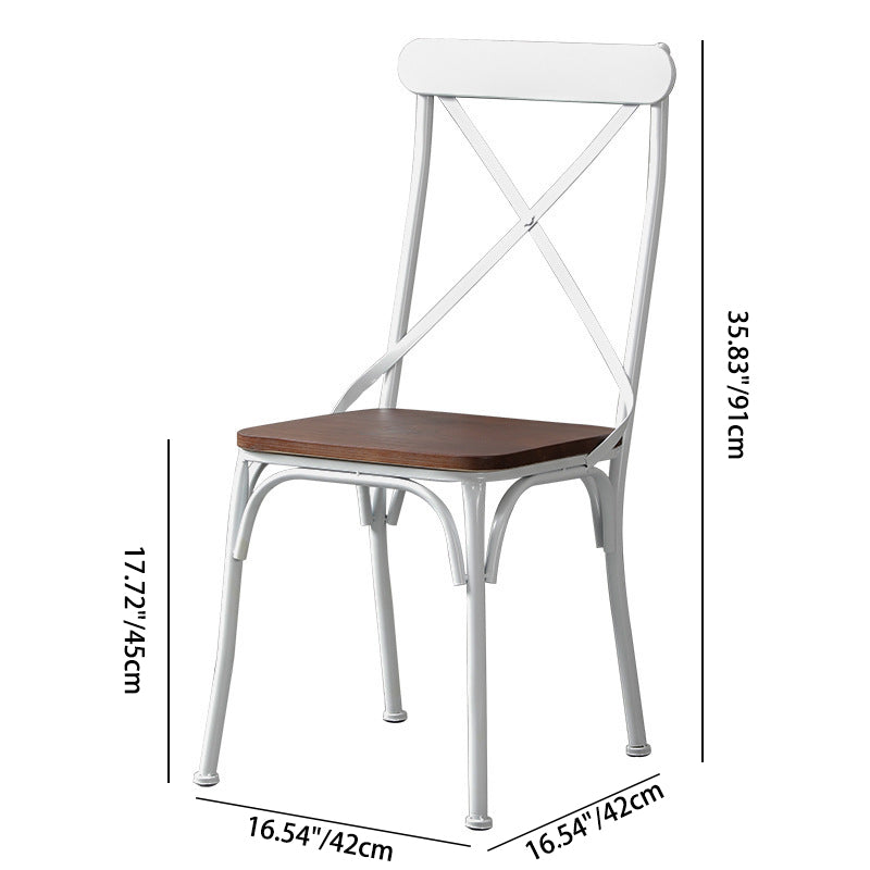 Ensemble de chaises et table de salle à manger en cuir industriel contemporain, bois, fer, avec dossier en forme de X pour salle à manger 