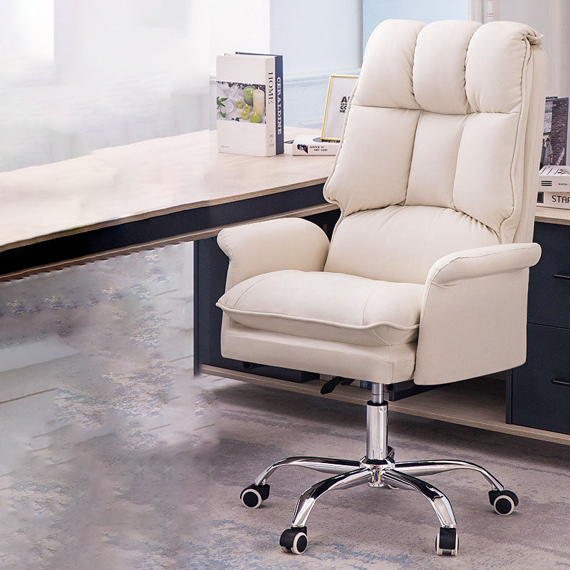 Moderner minimalistischer quadratischer rechteckiger PU-Leder-Edelstahl-Schreibtischstuhl mit Rückenlehne und Armlehne für das Home Office 