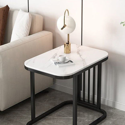 Moderner minimalistischer rechteckiger quadratischer Steintisch aus Eisen für das Wohnzimmer 