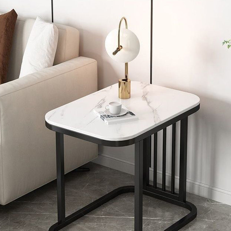 Moderner minimalistischer rechteckiger quadratischer Steintisch aus Eisen für das Wohnzimmer 