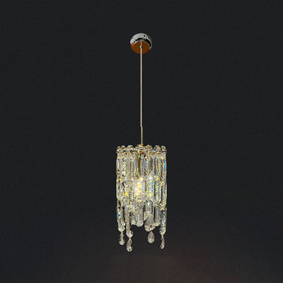 Lustre Contemporain de Luxe Éblouissant en Cristal Clair Prismatique à 1 Lumière pour Salon 