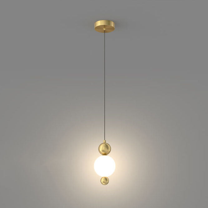Modern Minimalist Light Glass Ball String Copper LED Pendant Light for Living Room