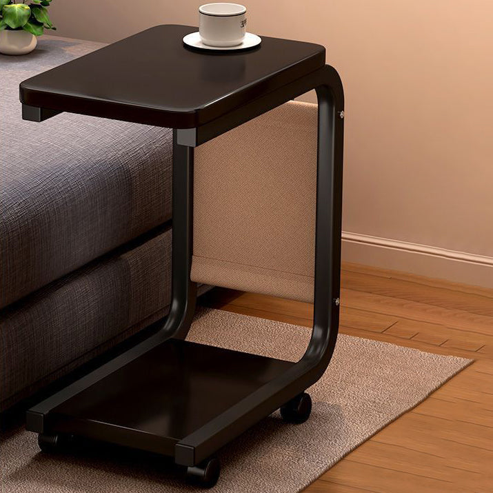 Modern Minimalist Square Tabletop Density Board Carbon Steel Side Table 1-Storage For Living Room