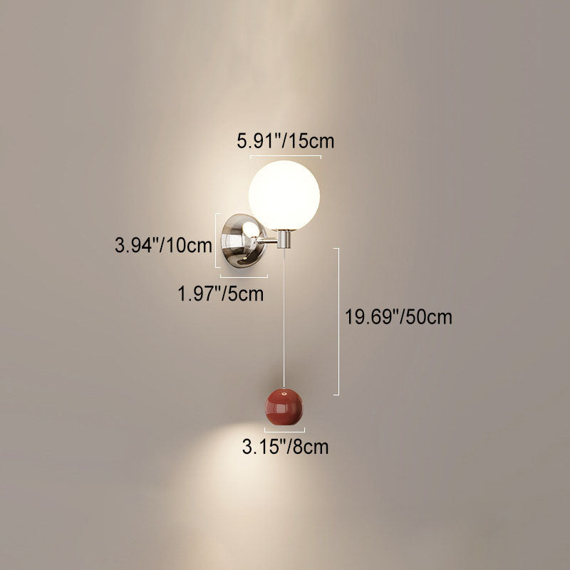 Zeitgenössische Einfachheit Glas Schatten Eisen Ball LED Wand Leuchte Lampe Für Schlafzimmer 