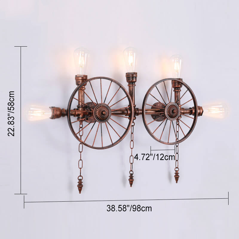 Industrial Vintage Iron Glass Water Pipe Candelabra 5-Light Wall Sconce Lamp