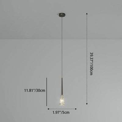 Lustre Contemporain de Luxe en Cuivre Complet avec Abat-jour en Verre Ondulé à Eau 1 Lumière pour Salon 