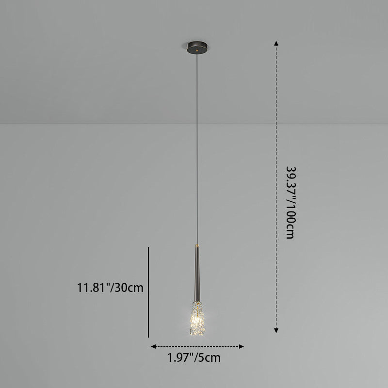 Lustre Contemporain de Luxe en Cuivre Complet avec Abat-jour en Verre Ondulé à Eau 1 Lumière pour Salon 