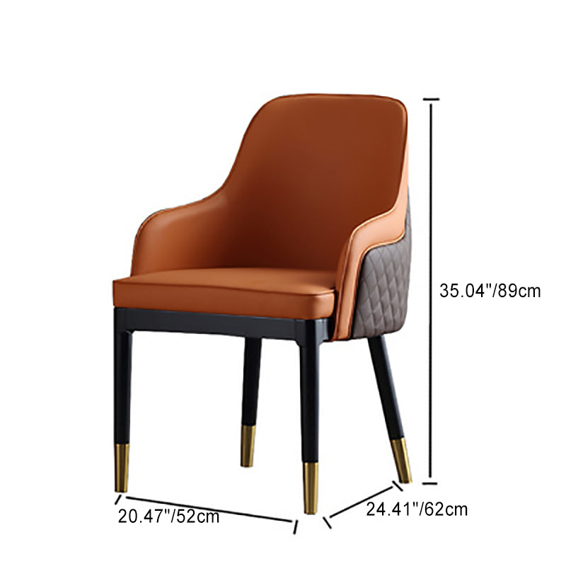 Chaise de salle à manger contemporaine en cuir Napa nordique en bois métal éponge carrée avec dossier et accoudoirs pour salle à manger 