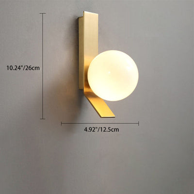 Simplicité Contemporaine Applique Murale en Fer avec Abat-jour en Verre en Forme de Boule 1/2-Lumière pour Salon 