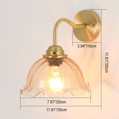 Modern Creative Flower Glass Copper 1-Light Wall Sconce Lamp