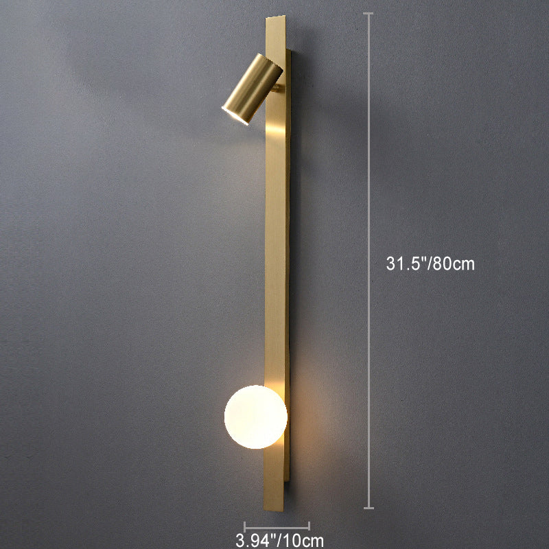Moderne minimalistische Streifen Runde Ball Messing Glas LED Wandleuchte Lampe für Schlafzimmer 