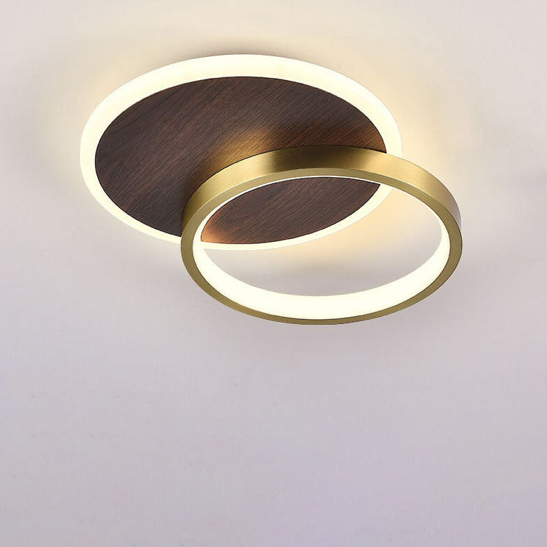 Modern Minimalist Aluminum Circular Square LED Semi-Flush Mount Ceiling Light