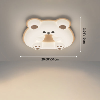 Modern Art Deco Bunny Bear PC Iron LED Flush Mount Ceiling Light For Bedroom