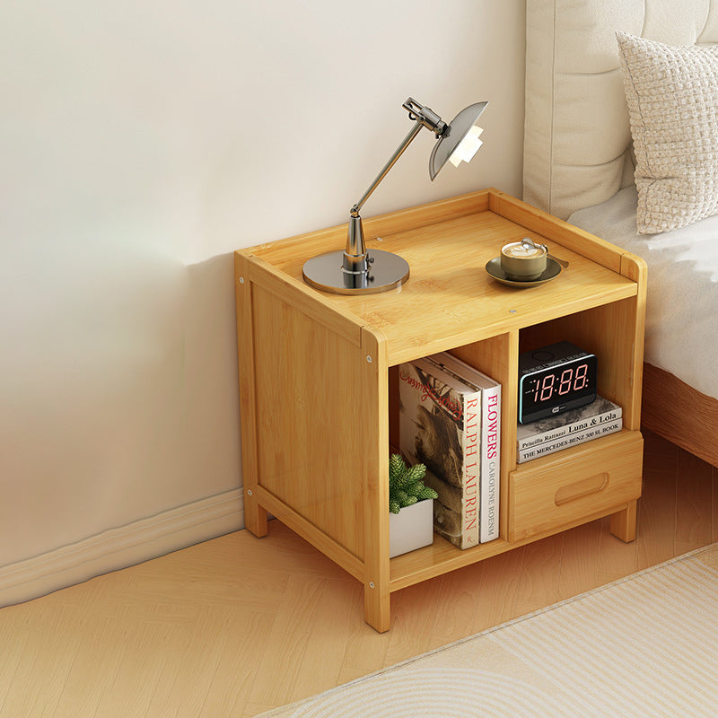 Table de nuit moderne minimaliste rectangulaire en bambou à densité de panneau 1/3 tiroir pour chambre 