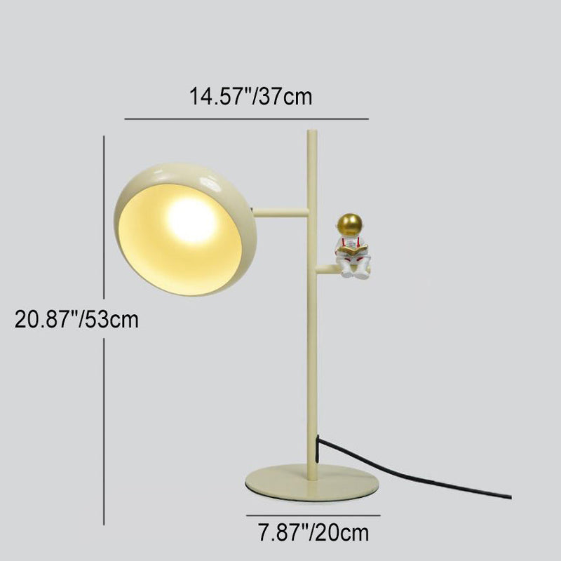 Moderne minimalistische cremefarbene runde Tischlampe aus Eisen mit 1 Licht für Schlafzimmer 