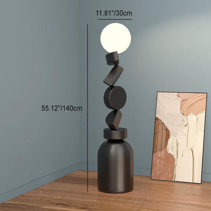Lámpara de pie de 1 luz con base de hierro apilada en bloques geométricos minimalistas modernos 