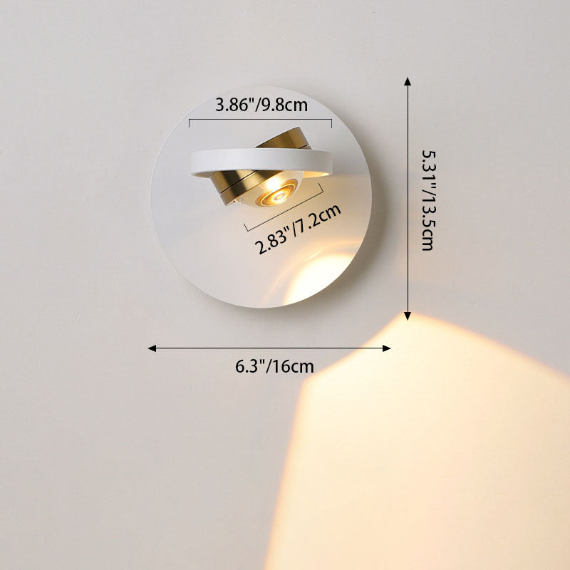 Modern Minimalist Round Rectangle Iron Aluminum Rotatable LED Wall Sconce Lamp For Bedroom