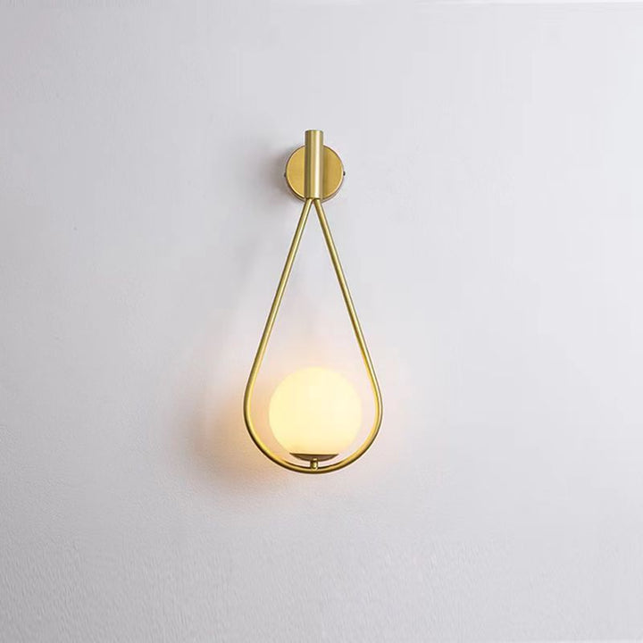 Contemporary Scandinavian Glass Ball Oval Ring 1-Light Wall Sconce Lamp For Living Room