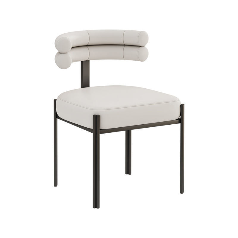 Chaise de salle à manger contemporaine créative demi-arc carré en similicuir métal dossier sans accoudoirs pour salle à manger 