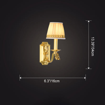 Applique murale en dôme de luxe moderne en tissu cuivre 1/2 lumière pour salon 