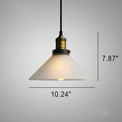 Vintage Industrial Frosted Glass Cone 1-Light Pendant Light