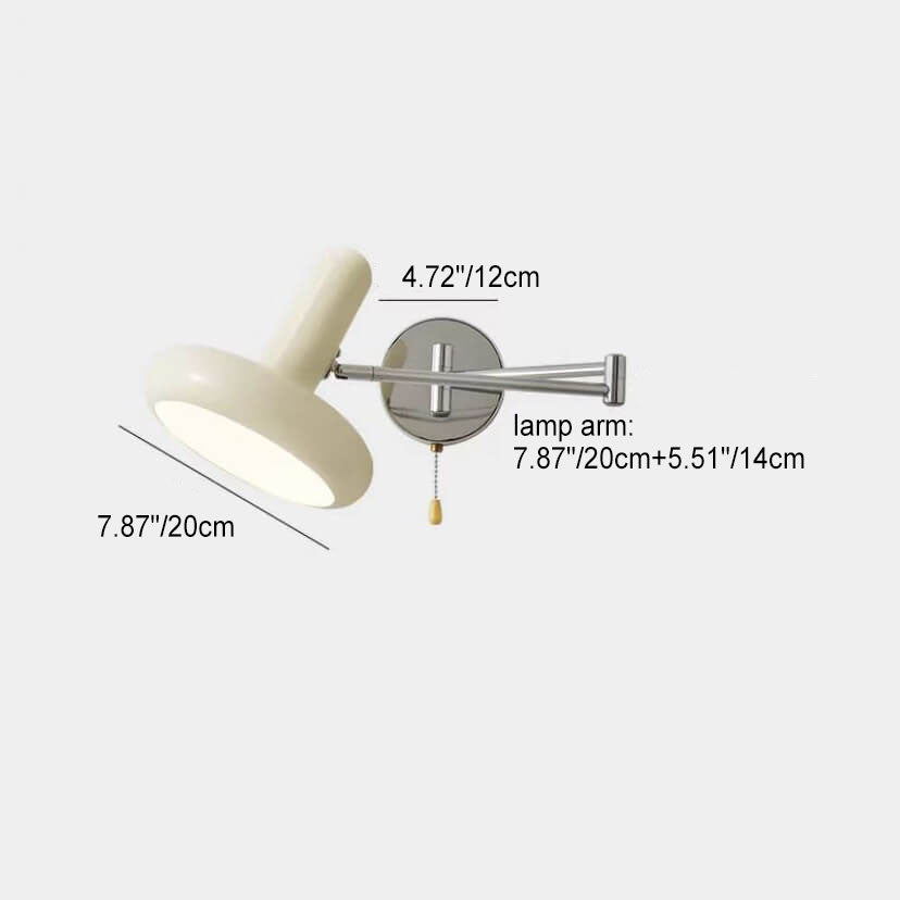 Bras oscillant rond rétractable en fer blanc crème nordique 1-lumière applique murale 