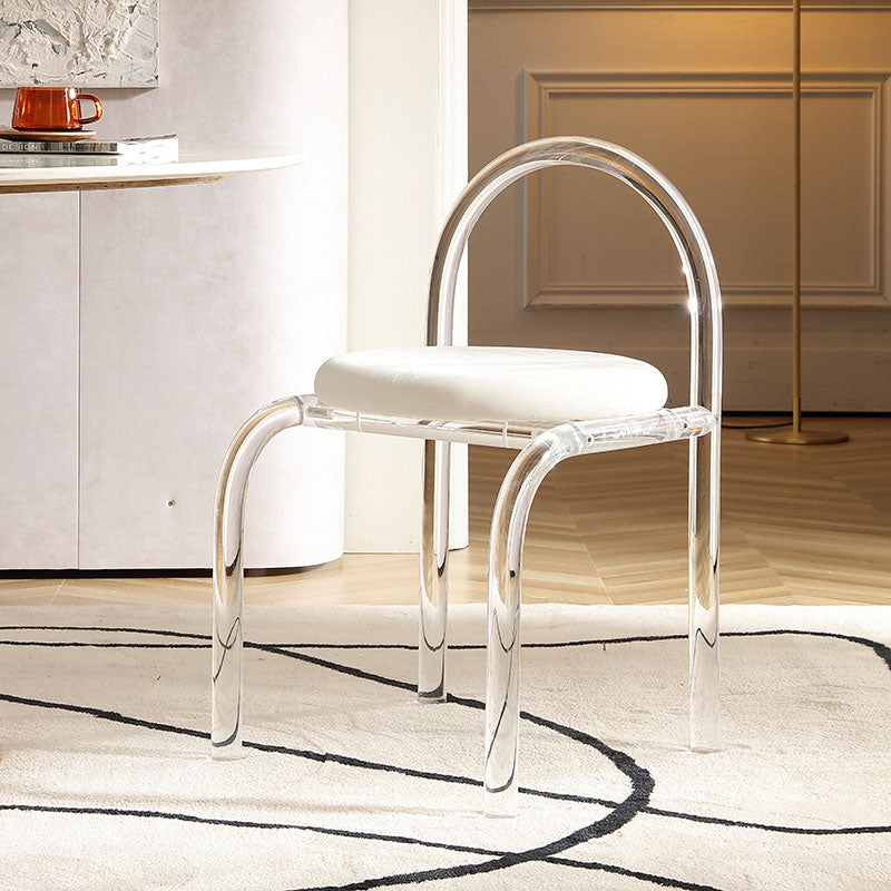 Dossier de chaise de salle à manger en velours acrylique nordique contemporain avec éponge ronde pour salle à manger 