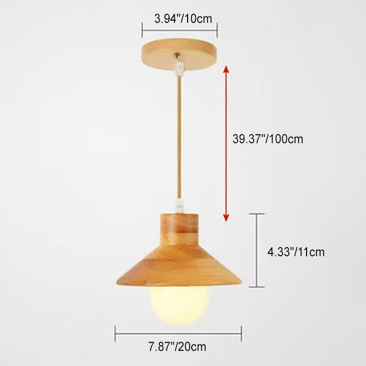 Traditionelle japanische runde Pendelleuchte aus Holz mit 1 Licht für Esszimmer 
