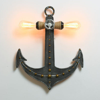 Contemporary Industrial Style Iron Anchor 2- Light Wall Sconce Lamp For Living Room