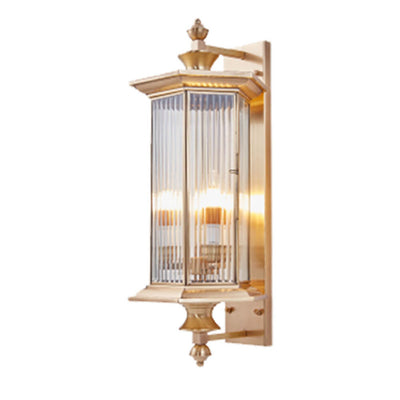 Contemporary Industrial Brass Finish Frame Glass Shade 1/3-Light Wall Sconce Lamp For Outdoor Patio