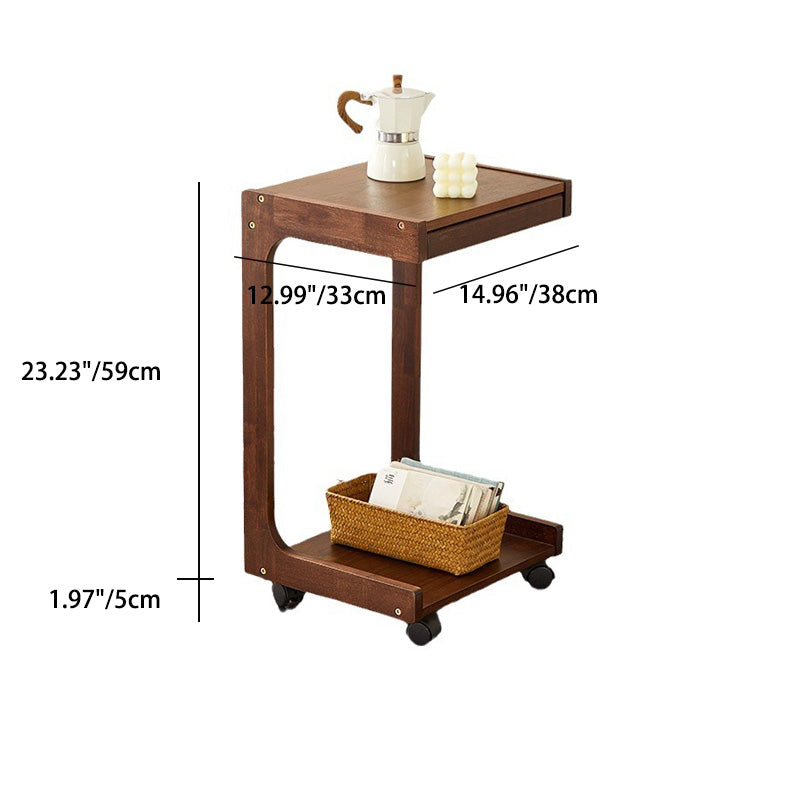 Modern Minimalist Rectangular MDF Nan Bamboo Side Table 2-Tier For Living Room