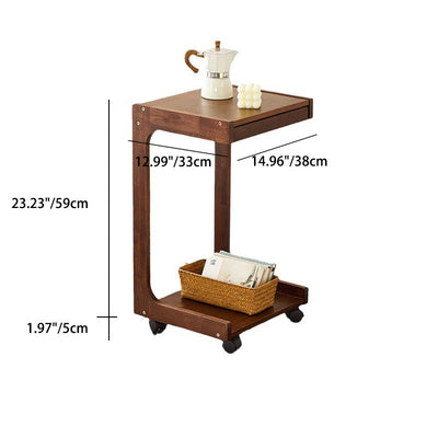 Table d'appoint rectangulaire en bois minimaliste moderne à 2 niveaux pour le salon 