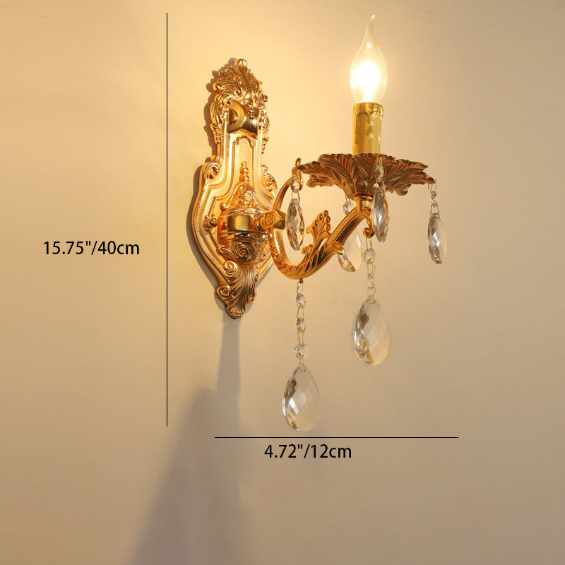 Applique Murale Traditionnelle Française en Zinc Doré Sculpté 1/2 Lumière Pour Salle à Manger 