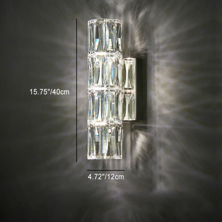 Moderno Lujo Plata Cristal Columna Aplique de Pared con 3/4/6 Luces 