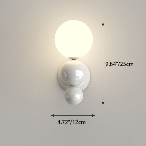 Lámpara de Aplique de Pared de 1 Luz de Hierro de Plástico en Forma de Perla Estilo Crema Francesa 
