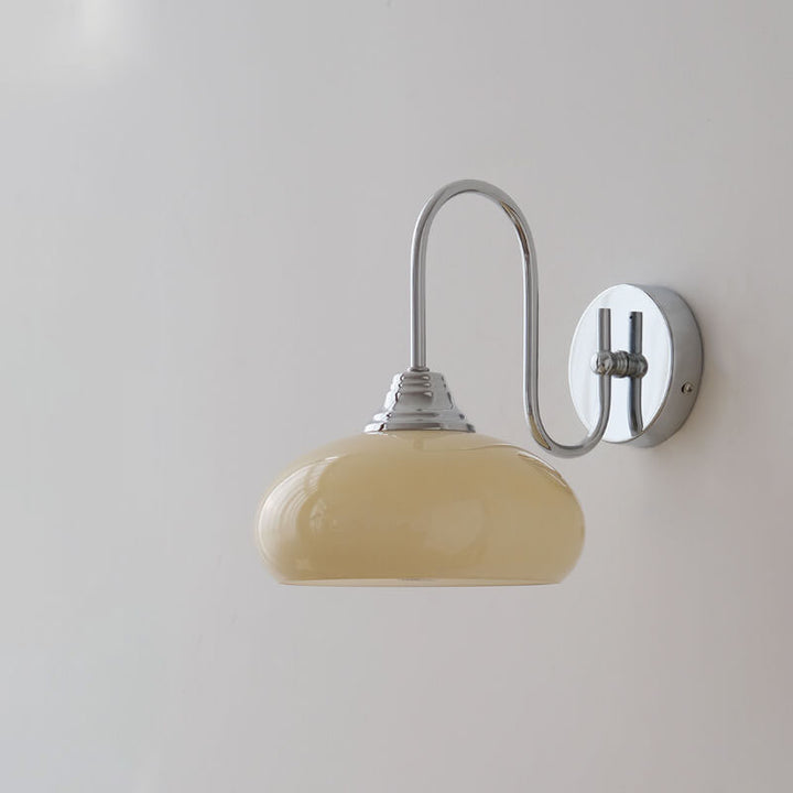 Contemporary Nordic Round Dome Iron Glass 1-Light Wall Sconce Lamp For Bedroom