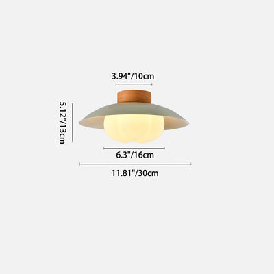 Modern Minimalist Round Ball Bowl PE Wood Iron 1-Light Semi-Flush Mount Ceiling Light For Living Room