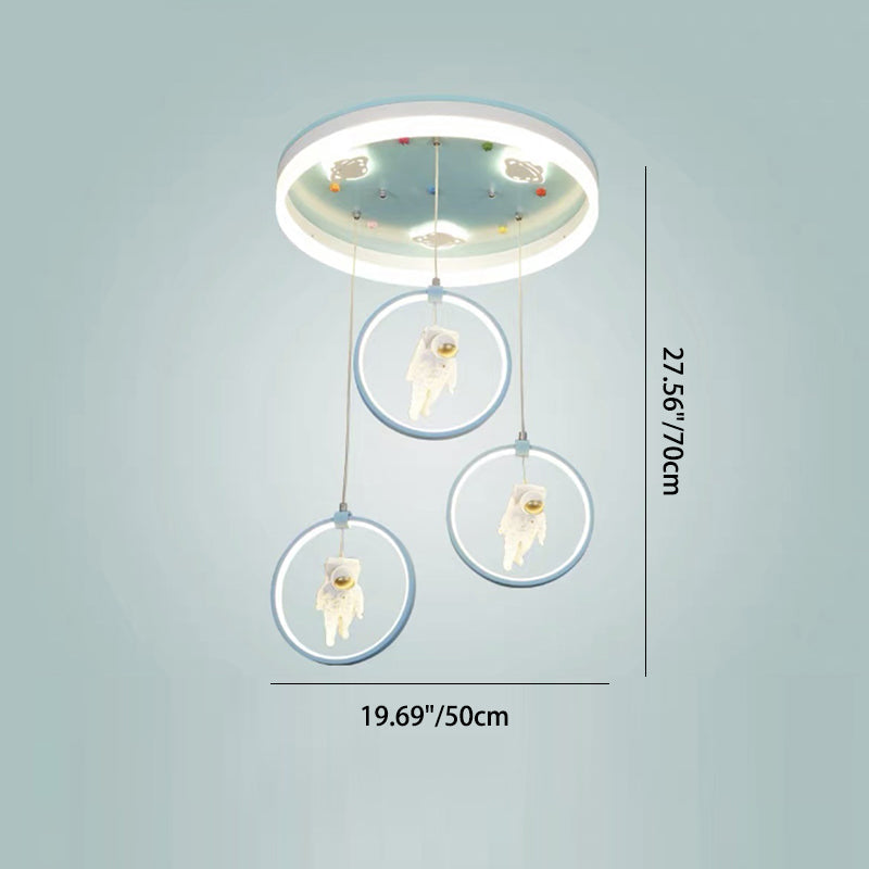 Plafonnier LED en acrylique et fer de style Art Déco moderne rond Astronaute Princesse Fée pour chambre à coucher 
