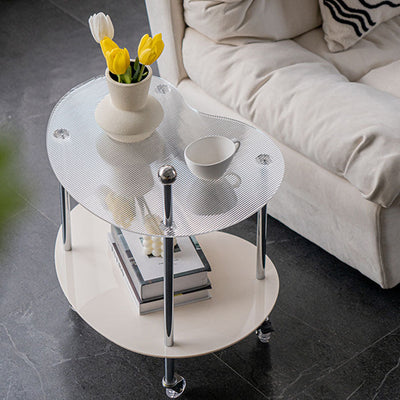 Table d'appoint en acrylique en forme de nuage nordique contemporain à roulettes à 2 niveaux pour salon 