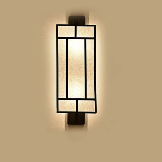 Lámpara Aplique de Pared de 1 Luz de Hierro con Pantalla de Tela Rectangular Retro Contemporánea para Comedor 
