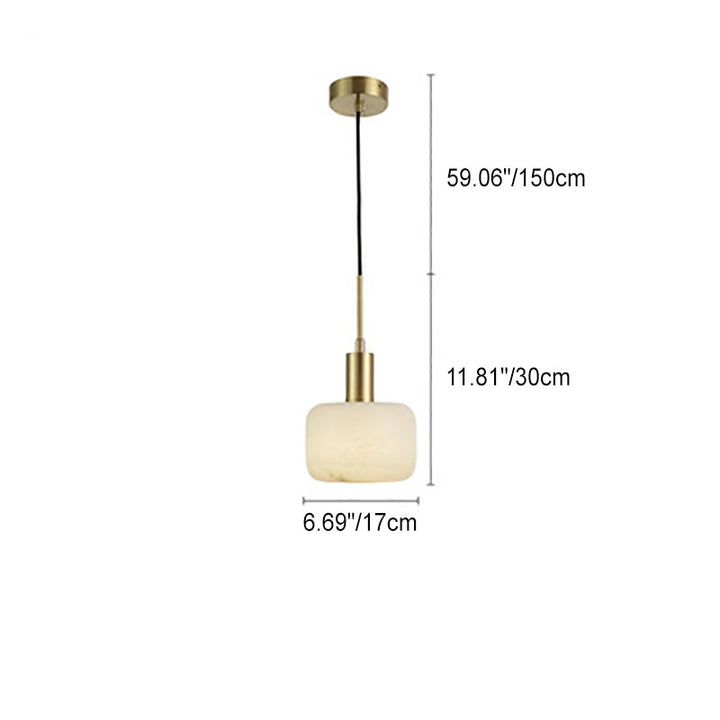 Lumière suspendue moderne minimaliste cylindre en cuivre massif avec marbre à 1 ampoule pour chambre 