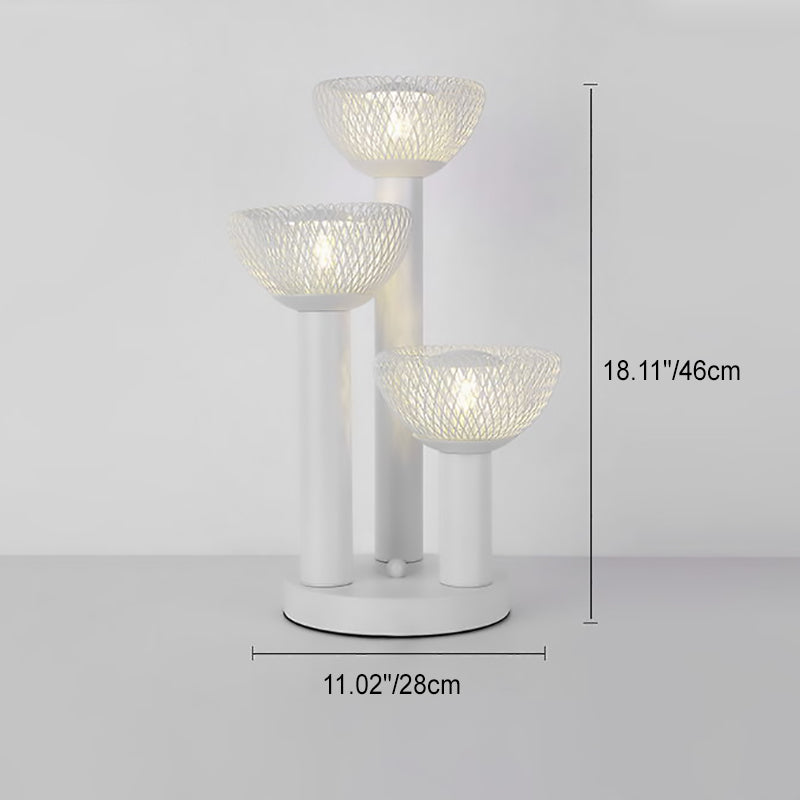 Lámpara de Mesa de 3 Luces con Base de Hardware Semicircular Geométrica de Malla de Hierro Ecléctica Moderna para Oficina en Casa 