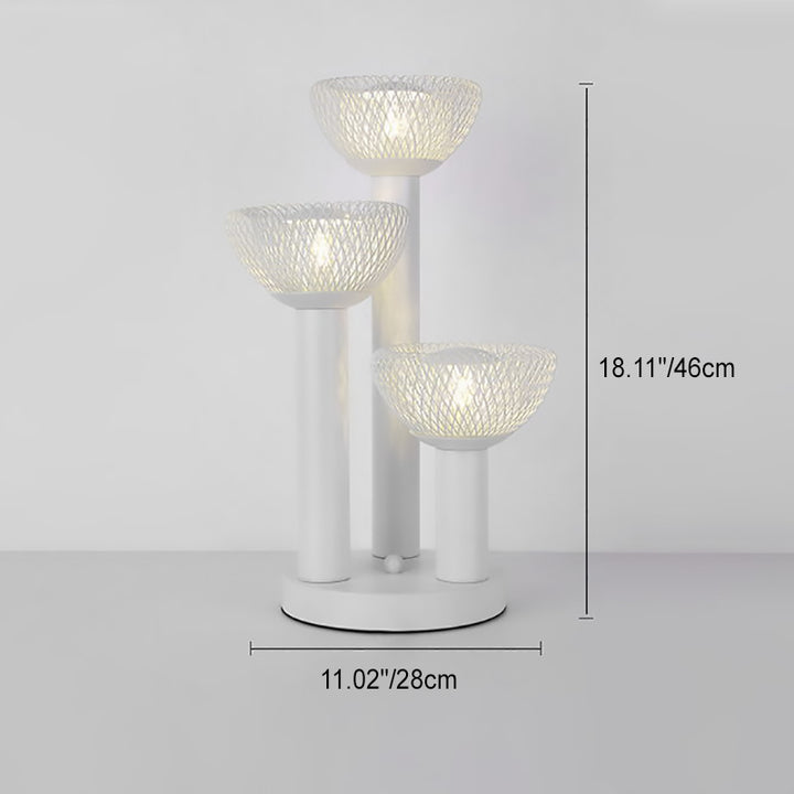Lámpara de Mesa de 3 Luces con Base de Hardware Semicircular Geométrica de Malla de Hierro Ecléctica Moderna para Oficina en Casa 