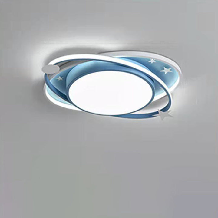 Moderno Arte Deco Noche Estrellada Redondo Ovalado Acrílico Aluminio LED Luz de Techo Empotrada Para Dormitorio 