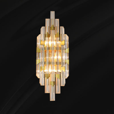 Zeitgenössische Luxus Streifen Hardware Kristall 2/4 Licht Wandleuchte Lampe für Wohnzimmer 