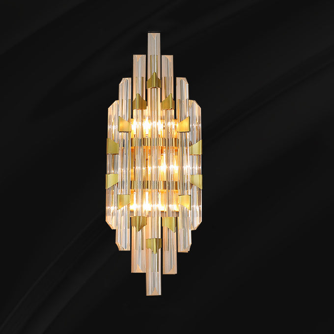 Zeitgenössische Luxus Streifen Hardware Kristall 2/4 Licht Wandleuchte Lampe für Wohnzimmer 