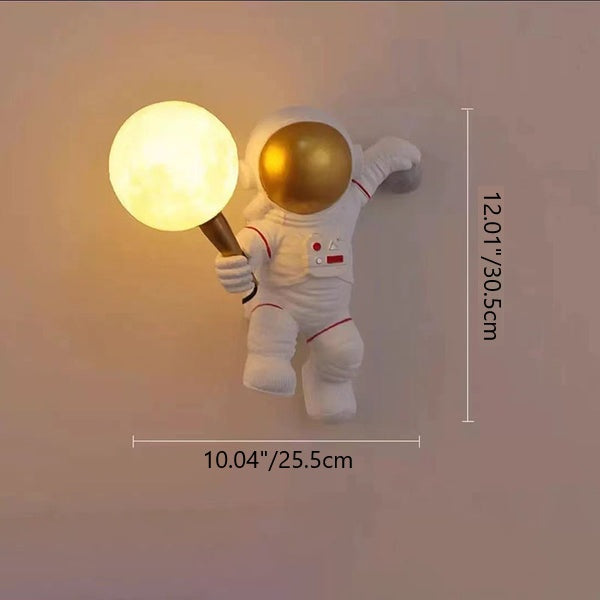 Zeitgenössische kreative Cartoon Astronaut Harz ABS 1-Licht Wandleuchte Lampe für Schlafzimmer 