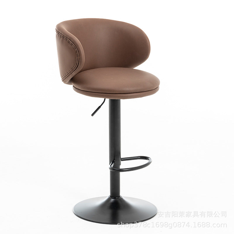 Moderner minimalistischer runder Stoff-Edelstahl-Barhocker mit Rückenlehne für das Esszimmer 